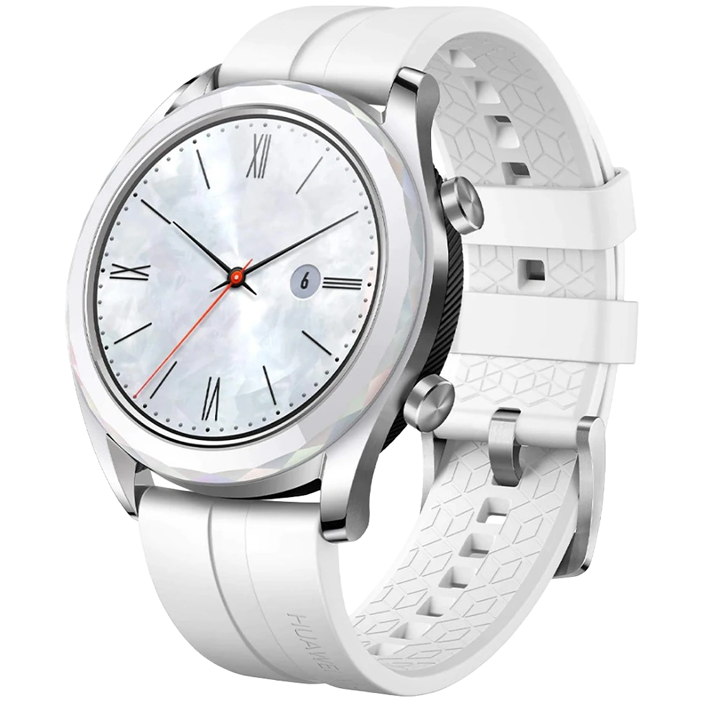 Huawei Watch GT ELA-B19 (42mm - GPS) Stainless Steel Case With White Fluoroelastomer Strap - Botway