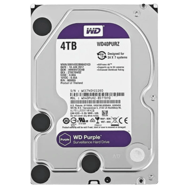 Western Digital -WD40PURZ- 4TB Surveillance Purple 3.5 Internal Hard Drive - Botway